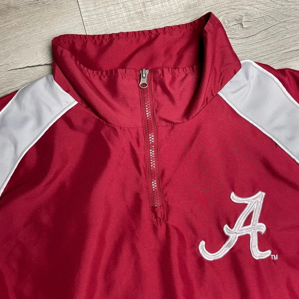 Alabama‎ Crimson Tide Jacket Mens XL 58 Sports Quarter Zip Windbreaker Red White